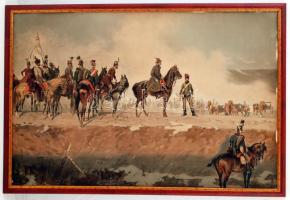 Jelzés nélkül: Bem tábornok a csatában. Olajnyomat, karton, keretben, 51×79 cm