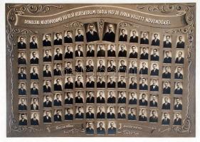 1928 Debreceni négy-évfolyamú fiú felső kereskedelmi iskola végzett növendékei, kistabló Ruzicska műterméből, 92 nevesített portréval, 26x36 cm