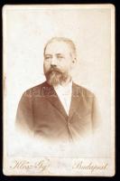 1891. január 2. Dr. Toldy László főlevéltárnok, történész, író portréja Klösz györgy műterméből, feliratozva, keményhátú fénykép kabinetfotó méretben, 16x11 cm