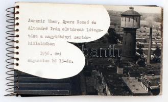 1956. augusztus 15. Jaromir Uher, Nyers Rezső és Altomáré Iván elvtársak látogatása a nagytétényi sertéshizlaldában, 27 db fotó spirál kötésben, 8x13 cm