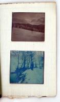 1913 Körmöcbányai kirándulás szép emlékére, 16 db 5x5 cm-es főleg kékre színezett fénykép, egy házil...