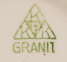 Gránit, kézzel festett népi köcsög, cca 14,5x14cm kis hibákkal, lepattanásokkal