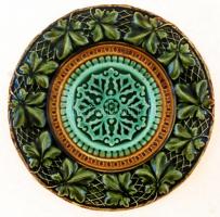 Mázas fali tányérok, 3db ebből 2 jelzett, sok lepattanással, d:21cm