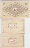 Pápa 1919. május 8. "Pápai csekk" 10K + 20K + 50K mind lyukasztással érvénytelenítve és ov...