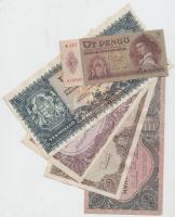 1939. 5P + 1945. 50P + 1000P "MNB" bélyeggel + 10.000.000P + 1946. 10.000BP T:II,II-,III