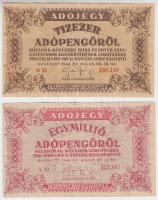 1946. 10.000AP folyószám 6 jegyű + 1.000.000AP fordított címerrel T:II-,III