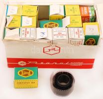 cca 1988 Főtaxis események, karambolok, gépkocsi sérülések és egyéb vállalati események negatívgyűjteménye, 34 kisfilmes dobozban ezernél több felvétel, a negatívok mérete 24x36  és 24x24 mm, többnyire tekercsben, némelyikhez adatok is