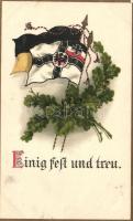 German Austrian flags, WWI military propaganda, litho (fl)
