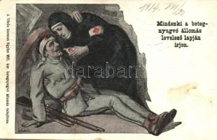 Red cross propaganda, 'Mindenki a betegnyugvó állomás levelező lapján írjon' / injured soldiers