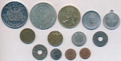 13db vegyes magyar és külföldi zseton, bárca, szükségpénz és játékpénz T:vegyes 13pcs of various tokens, gaming tokens C:mixed