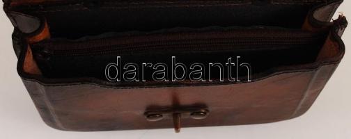 Fém csatos bőr övtáska / leather belt case 19x13 cm