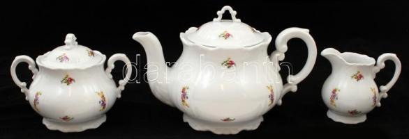 Zsolnay virág mintás teljes teás készlet,matricás, jelzett, hibátlan / Complete Zsolnay tea set