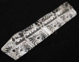 12 db díszes üveg evőeszköztartó, jelzés nélkül, saját dobozában, némelyik apró csorbával, h: 9 cm