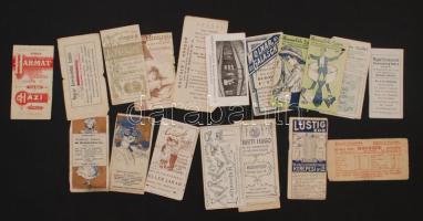 XX. század eleje, reklám számoló cédulák: Divatárú, fehérnemű, kelme üzleteket reklámozó cédulák, vegyes minőségben, 19db / counting slip