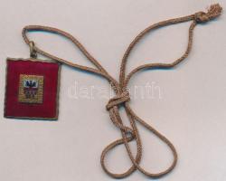 1936. "Erdélyi Szépmíves Céh" zománcozott szögletes Br medál, madzagon (34x31mm) T:2