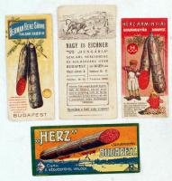 XX. század eleje,reklám számoló cédulák: Szalámigyárakat reklámozó cédulák,zsidó huscsemege és kolbá...