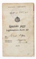 1916 Kitöltött igazolójegy a belső hadműveleti terület határvonalainak átlépésére, 2 kr. okmánybélyeggel