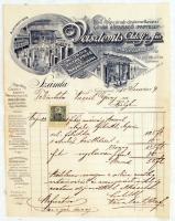 1904 Nagyvárad, Veiszlovits Adolf és fia dísztemetkezési vállalat díszes fejléces számlája, 10 f. okmánybélyeggel