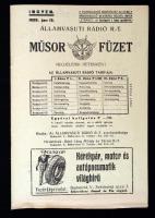 1929 A újonnan megalakult Államvasúti Rádió R.T.(a magyar gyorsvonatokon 1929-ben került bevezetésre) ingyenes műsorfüzete, belsejében hirdetésekkel, 32p