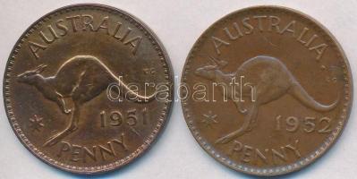Ausztrália 1951-1952. 1P Cu (2x) T:2-
Australia 1951-1952. 1 Penny Cu (2x) C:VF
