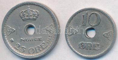 Norvégia 1924-1927. 10ö + 25ö T:2- Norwey 1924-1927. 10 Öre + 25 Öre C:VF