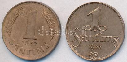 Lettország 1935. 1S Br + 1937. 1S Br T:1-,2 Latvia 1935. 1 Santims Br + 1937. 1 Santims Br  C:AU,XF