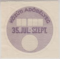 1935. "Közúti Adóbélyeg - 35. Júl.-Szept." kitöltetlen adóbélyeg T:II-