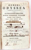 Homeri Odyssea cum Batrachomyomachia hymnis ceterisque poematiis Homero vulgo tributis. 1-2. köt. egybekötve. Halle an der Saale, 1784. Érdekes tulajdonosi bejegyzésekkel és feljegyzésekkel, viseltes félbőr kötésben. / With interesting proprietorial entries and notes, in a bit worn out half leather binding.