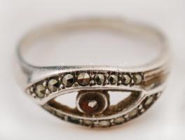Markazittal díszített ezüst(Ag) gyűrű, jelzett, méret: 56, 2,8 g / silver ring, size: 56, 2,8 g