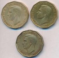 Nagy-Britannia 1942-1944. 3p Ni-Br (3xklf) T:2-,3
Great Britain 1942-1944. 3 Pence  Ni-Br (3xdiff) C...