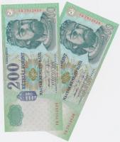 2006. 200Ft (2x) + 2007. 200Ft (2x) párban sorszámkövetők T:I