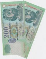2005. 200Ft (2x) + 2006. 200Ft (2x) párban sorszámkövetők T:I