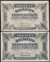 1946. 500.000Adópengő (2x) mindkettő hátoldalán látványos lemezhibák T:II+,II