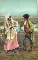 Bailes Andaluces, La Malaguena y el Torero / Spanish folklore from Seville, dance, torreador litho