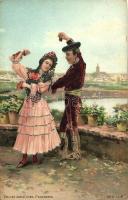 Bailes Andaluces, Panaderos / Spanish folklore from Seville, dance, litho