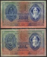 1907. 20K tévnyomat (ismeretlen?!) dátumban "-2" + 1907. hetes számjegyen áthúzódó függőleges erős vonal T:II- + alappéldány összehasonlításra T:II-