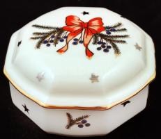 Zsolnay masnival díszített nyolcszögletű bonbonier, hibátlan, jelzett, d: 8,5 cm