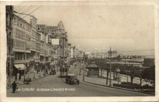 A Coruna, Avenida Linares Rivas / avenue, tram, automobile (fl)