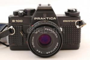 Pentacon Praktica B100 tükörreflexes kamera Prakticar 2,8/135 MC, Prakticayr 1:2,8 f=28 mm, Praktica...