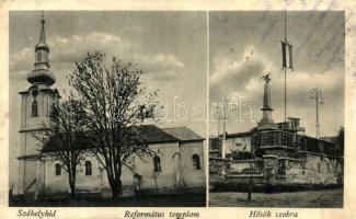 Székelyhíd, Református templom, Hősök szobra / Calvinist church, heros' statue (cut)