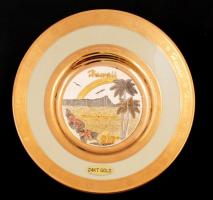 Hawaii emlék porcelán dísztányér, matricás, jelzett, hibátlan, d: 16,5 cm