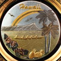 Hawaii emlék porcelán dísztányér, matricás, jelzett, hibátlan, d: 16,5 cm