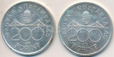 1992. 200Ft Ag "MNB" (2x) T:2,2-