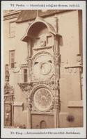 cca 1860 2 db fotó, Prága, csillagászati óra a régi városházánál + a városháza, keményhátú fotó, feliratozva, 6x10 cm / cca 1860 2 photos: Prague, City hall and Astronomical clock, 6x10 cm