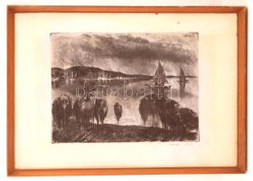 Kórusz jelzéssel: Balaton, pasztell, papír, paszpartuban, üvegezett fa keretben, 39,5×29,5 cm