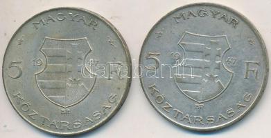 1947. 5Ft Ag "Kossuth" (2x) T:2-,3 Adamo F8.1