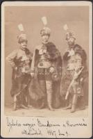 1867 Szabolcs megyei Bandérium a koronázás alkalmából, június 8-án, keményhátú fotó, feliratozva, 6x10 cm