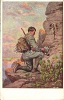 Praying soldier in the mountains, M. Munk Wien, Nr. 1021. s: Kuderna (EK)