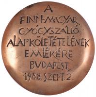 1988. "A Finn-Magyar Gyógyszálló alapkőletételének emlékére - Budapest" Br plakett (80mm) ...