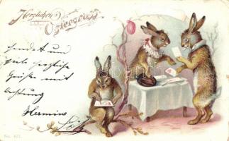 Easter, Letter writing rabbit family, No. 421. litho (small tear)